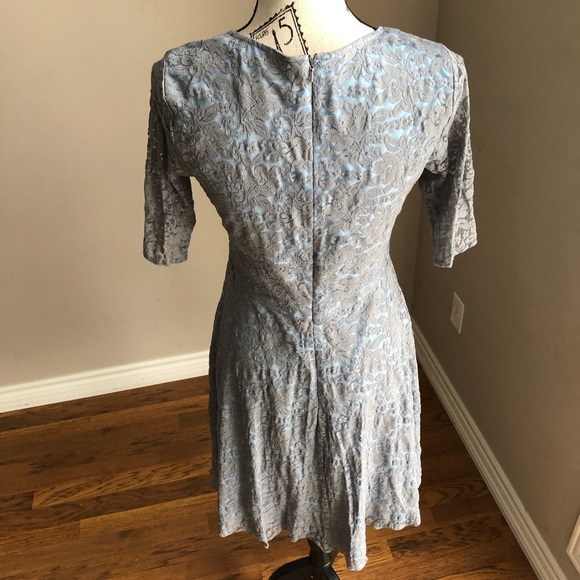 Z Spoke Zac Posen Grey blue lace overlay dress 8 - Picture 6 of 8